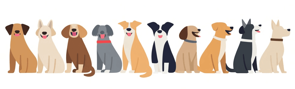 Row of happy dogs illustration